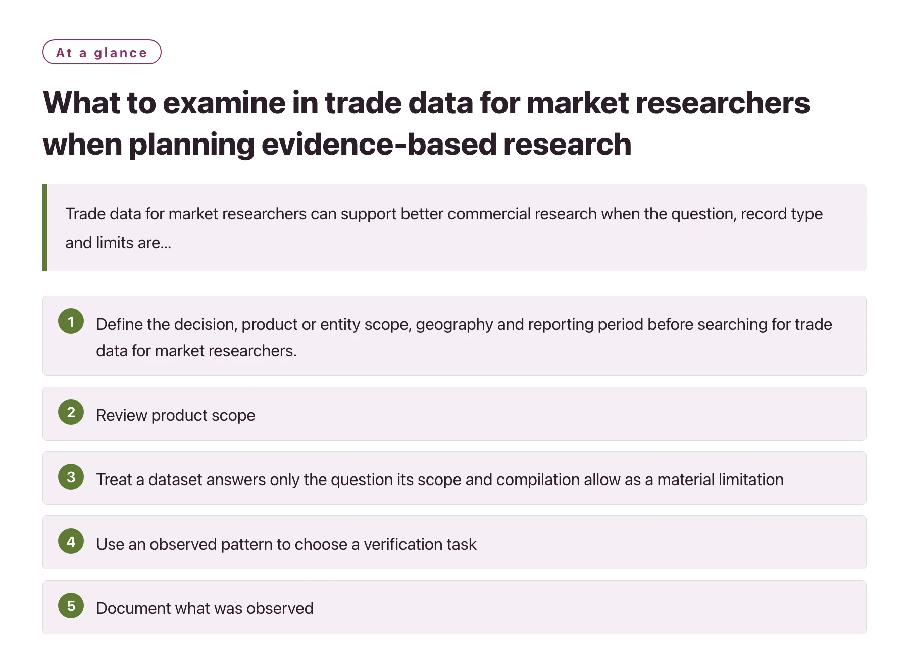 What to examine in trade data for market researchers when planning evidence-based research——全文要点速览